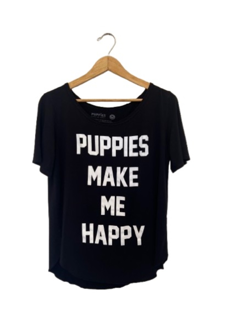 Puppies Make Me Happy Black Short Sleeve Tee